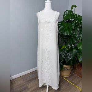 Damask 100% Cotton beautifully embroidery floral top to bottom maxi dress M